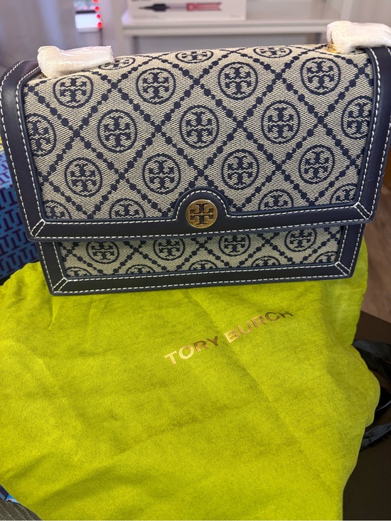 Tory Burch Handbags - Tory Burch Navy Logo Jacquard Crossbody Bag